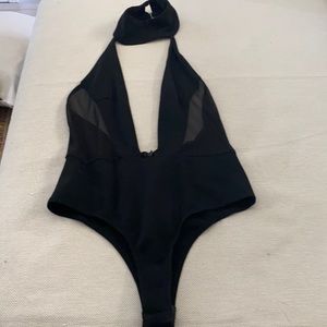 Choker mesh black bodysuit